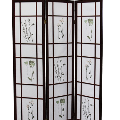 3 Folding Screen Room Divider 70" Tall With Cherry Hue Solid Pine In Appealingly Finish