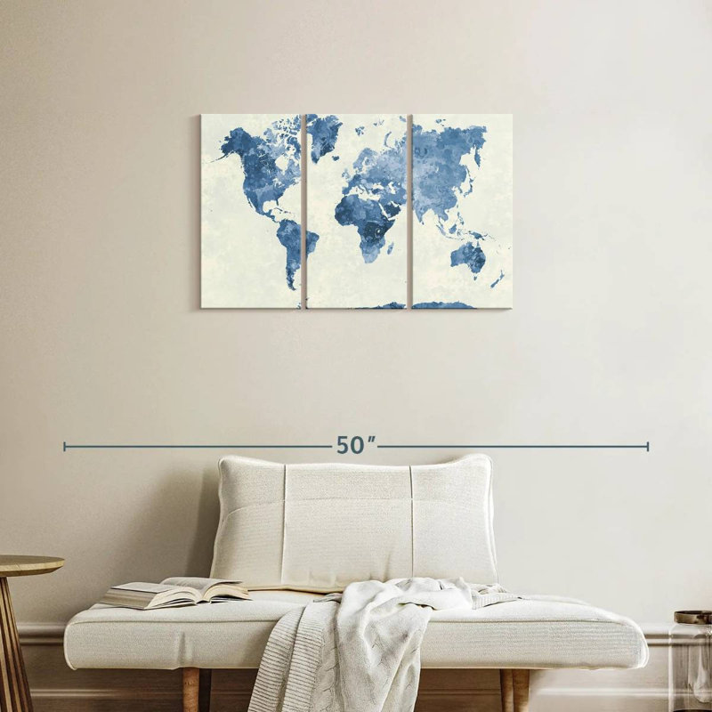Aliaz Blue Map, 20" H x 33" W