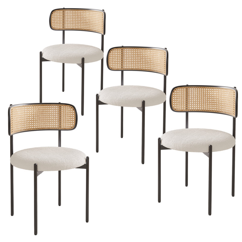 Canice Boucle Upholstered Metal Leg Side Chair, Beige