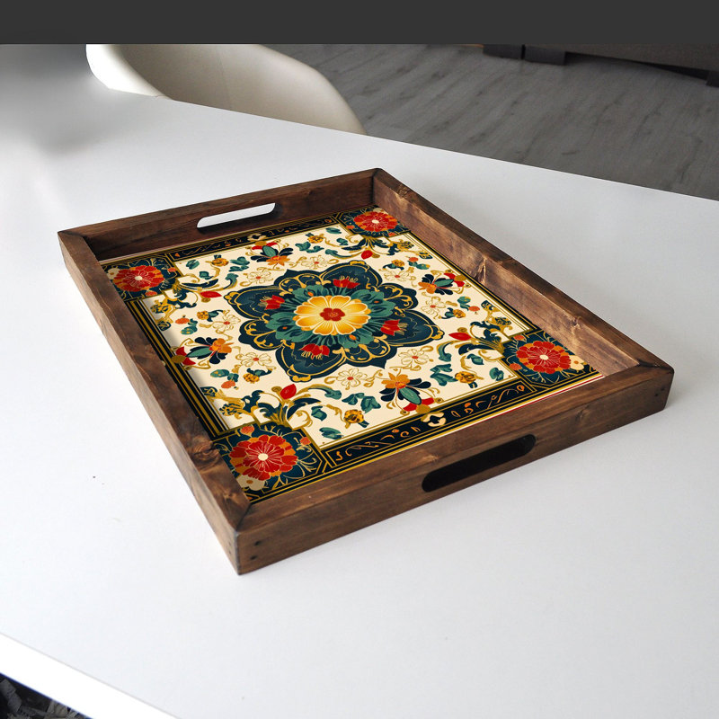 Elegant Solid Wood Tray, 18.9 x 15.0 x 1.6 inches | UV Printed on 0.2-inch Thick MDF | Perfect for Serving, Organizing, and Home Décor | Durable and Stylish Design for Any Occasion
