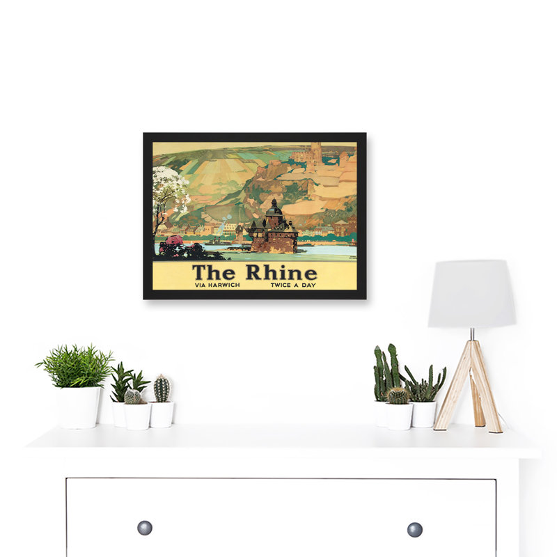 Vintage Travel Advert The Rhine Harwich River Castle Railway - Single Picture Frame Print