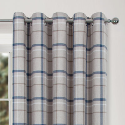 Groover Check Eyelet Room Darkening Curtains