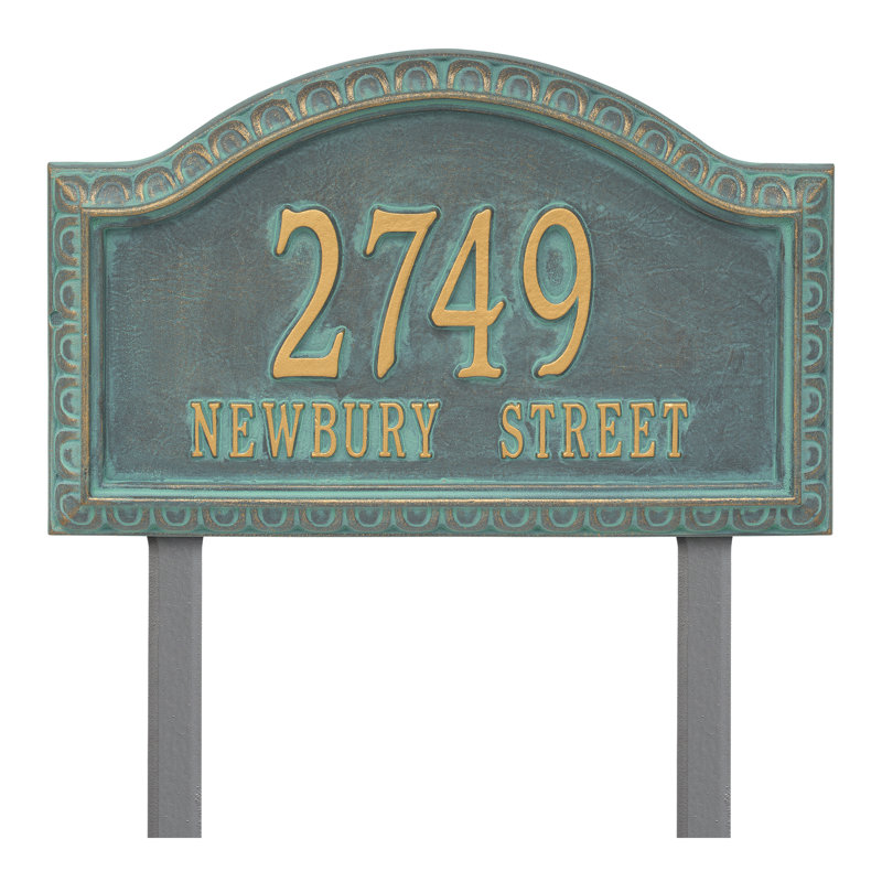 Penhurst Personalized Grande 2-Line Lawn Address Sign, Bronze/Verdigris, Yes