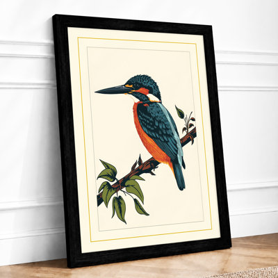 Kingfisher On Branch Botanical - Print