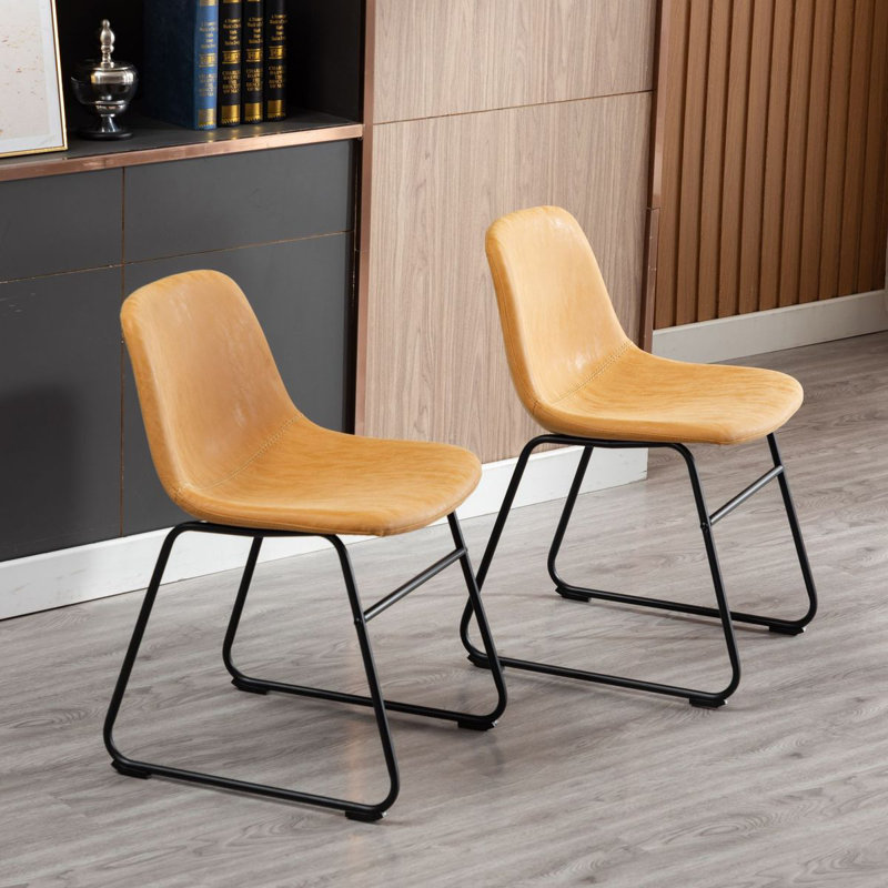Davey Faux Leather Upholstered Side Chair, Tan
