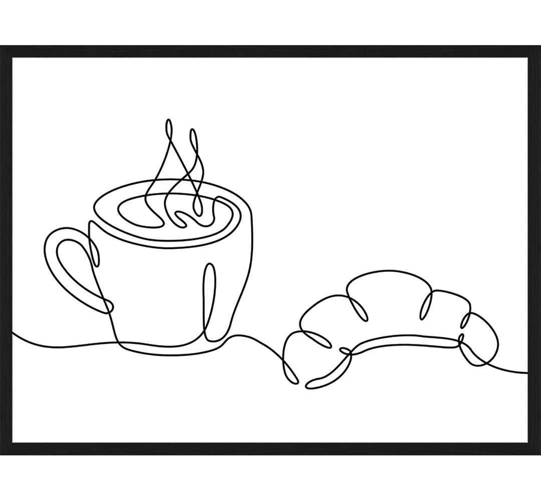 Gerahmtes Poster Kaffee und Croissant