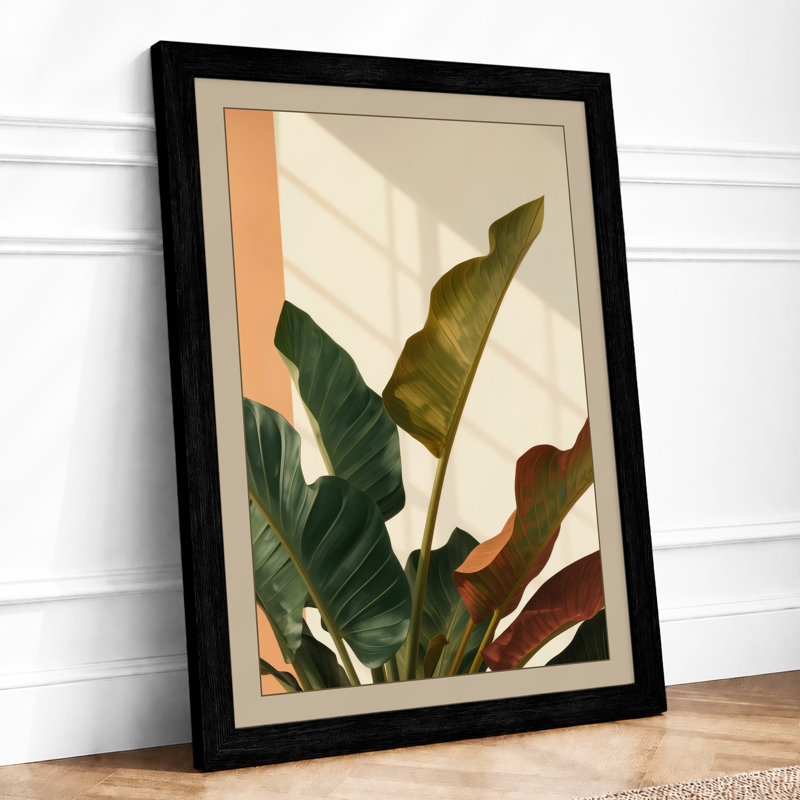 Potted Burgundy Plant Botanical - Framed Print, A2 - 59.4 x 42.0 cm, Black