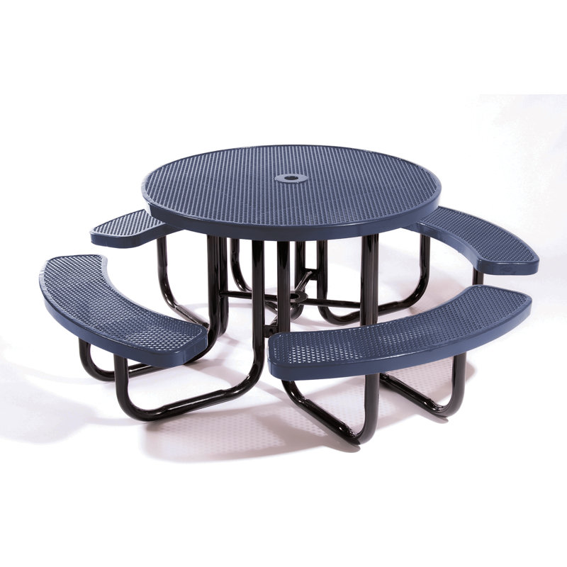 Table de pique-nique ronde poinçonné 46 po, Bleu foncé