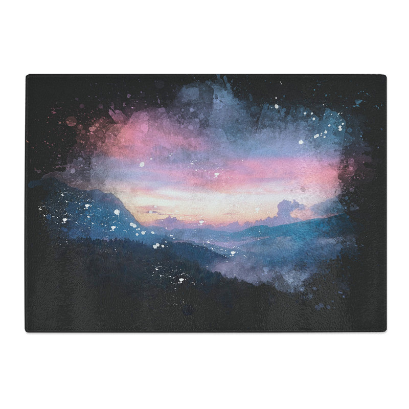 Tempered Glass Mountain View of Romania Chopping Board, 28.5 cm x 39 cm