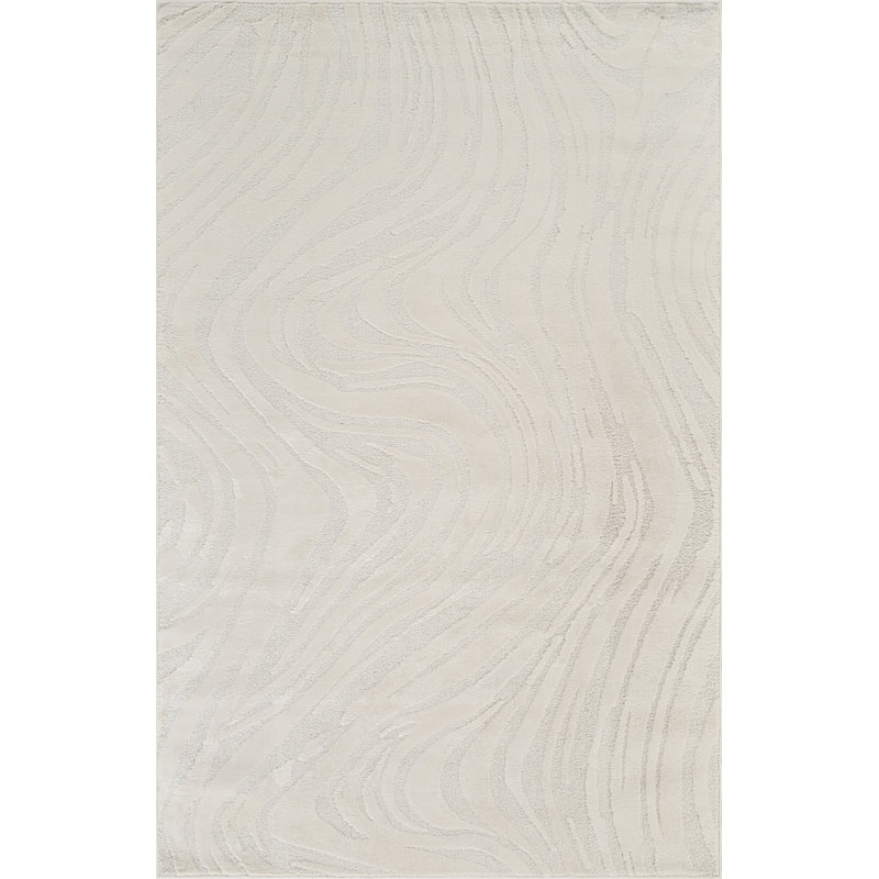 Hamilton Modern Metallic Sheen Area Rug - Polypropylene Weaving - Jute Backing - Marble Inspired Design Rugs, Cream