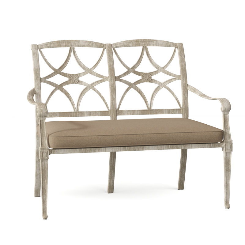 Wiltshire Outdoor Bench, Weathered White, Canvas Spa Sunbrella® Canvas