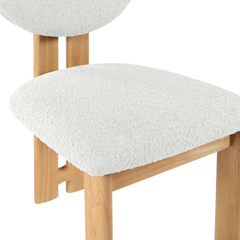 Chaise d'appoint rembourrée en tissu Napa Brityn Boucle, Tissu crème bouclé, Naturel