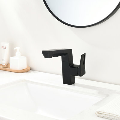 Modern Smart Led Bathroom Faucet, Matte Black, Digital Temperature Display, Pull - Down , Heavy Duty Metal Construction, Single Hole Display Black Finish, 6.7 Inch Spout Height, Lever Handle, Tarnish