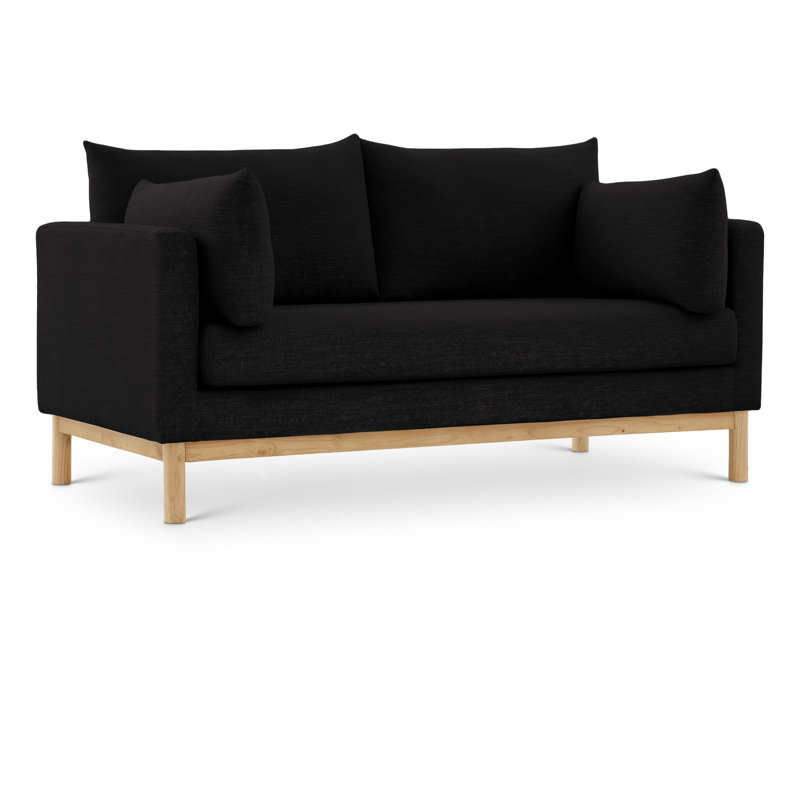 Causeuse Langham Lewellen, Tissu texturé en lin noir