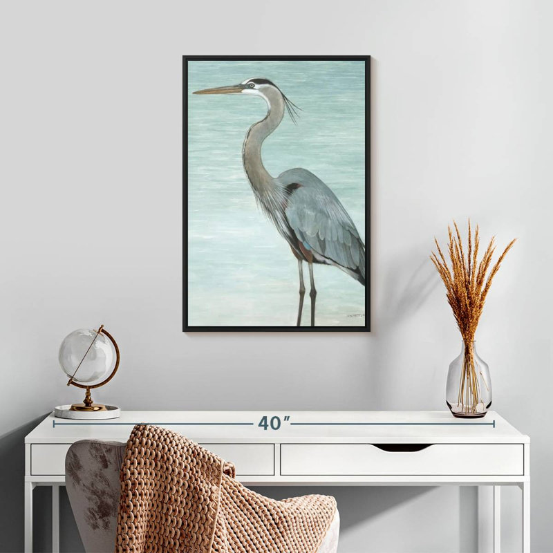 Grand héron, Cadre flottant noir, 17 po x 25 po