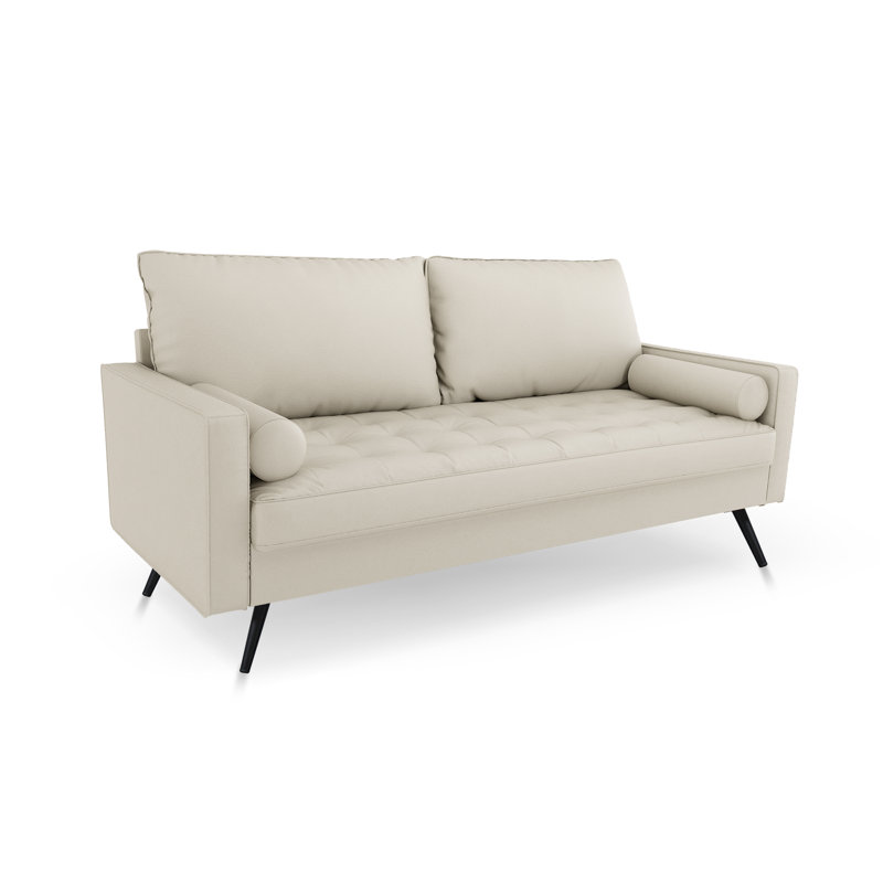 Ilenas 70" Faux Leather Square Arm Sofa, White