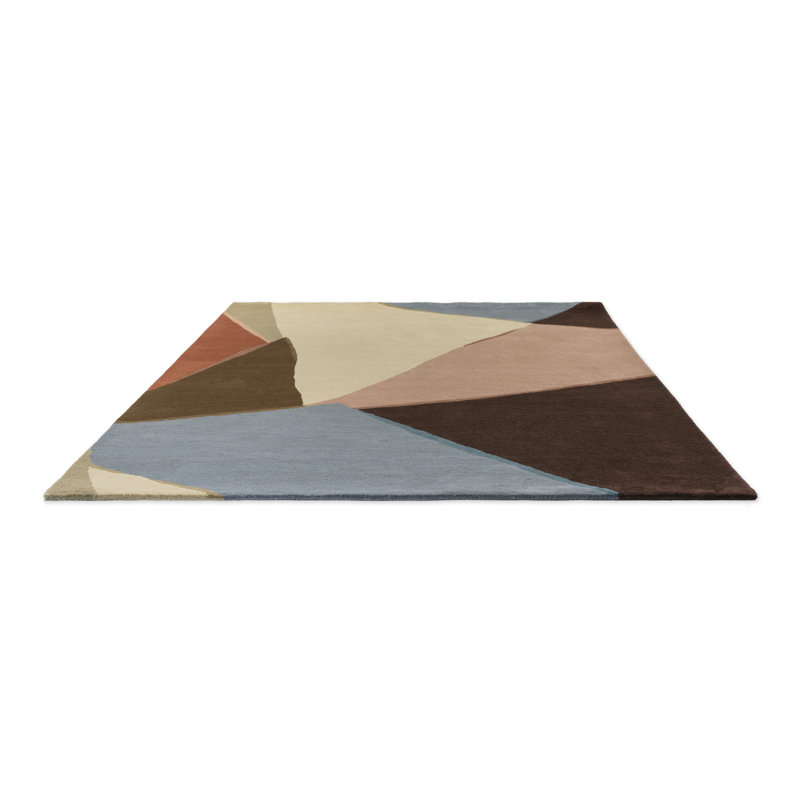 Sumi Reflect Hand Tufted Wool Abstract Area Rug in Cornflour/Spice, Rectangle 5'7" x 7'10"