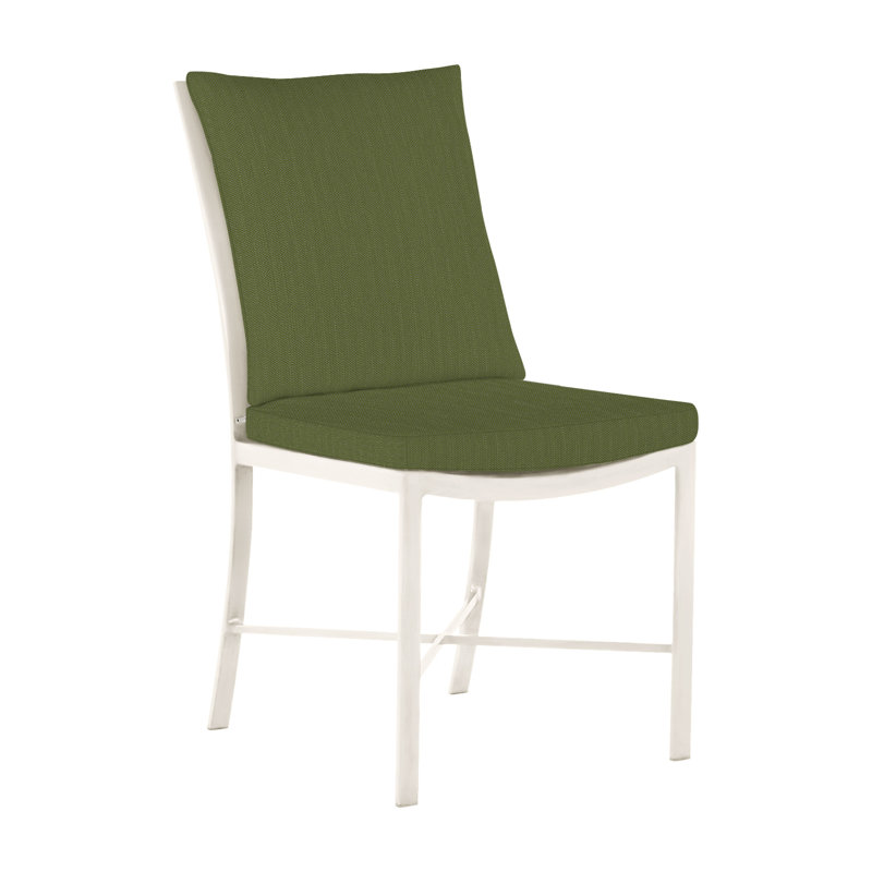 Monaco Patio Dining Side Chair with Cushions, Slate Gray, Linen Forest, No Welt