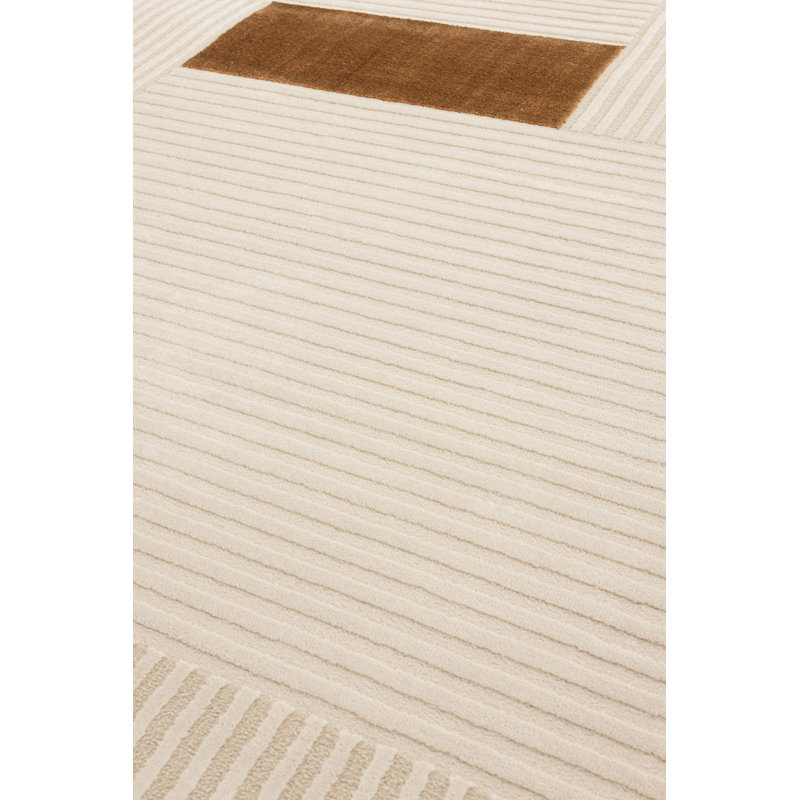 Luxurious Machine Woven Area Carpet, 3.3 x 6.6 Feet | 50% Polyester, 50% Cotton, 1.0 in Pile Height | Cream & Cinnamon Colors, Soft & Durable | Ideal for Living Room, Bedroom & Dining Spaces, Easy to Clean
