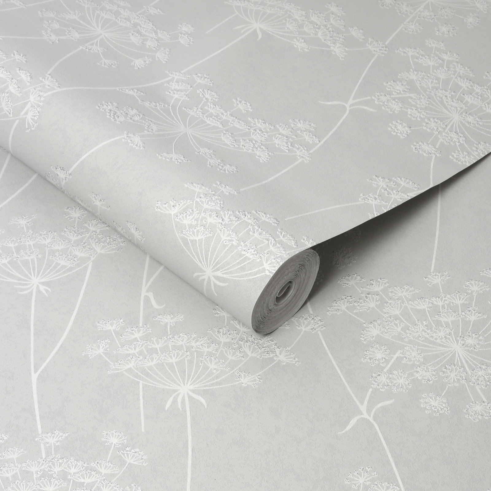 Edmore Modern Floral Wallpaper, Cloud Gray