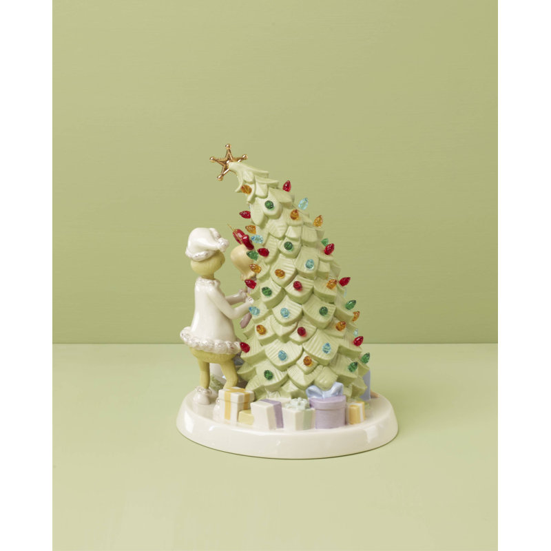 Merry Grinchmas Trimming The Tree Lit Figurine