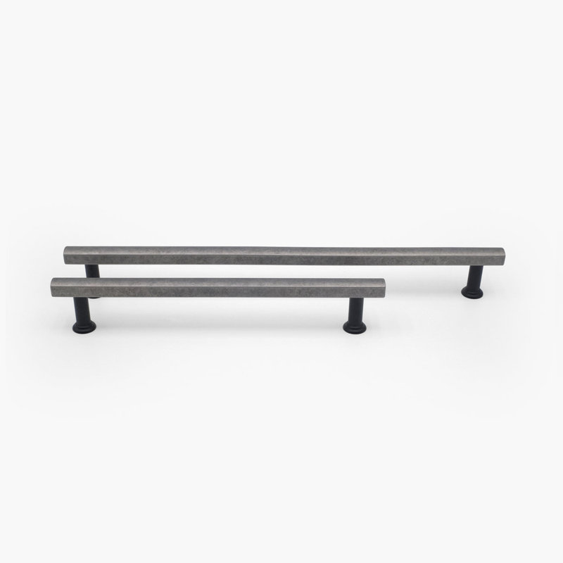 Mod Two Tone Bar / Handle Pull, 12", Matte Black/Weathered Nickel