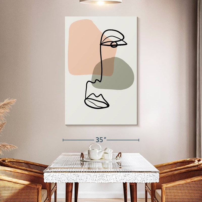 Leisha Abstract Line Face, 51" H x 34" W