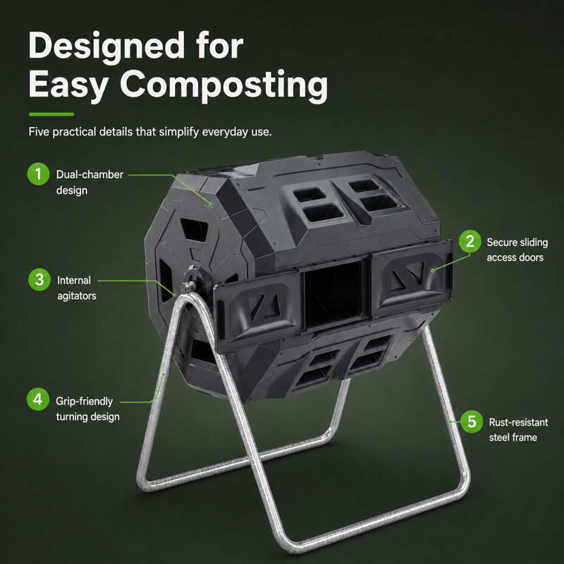 Algreen 43 Gallon Dual-Batch Tumbling Composter