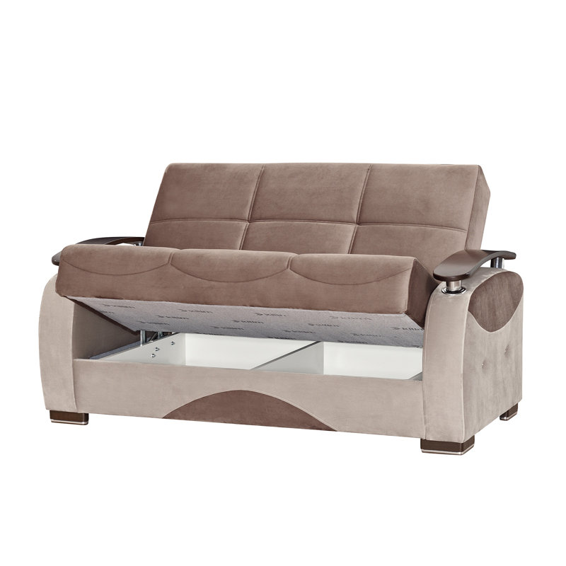 Causeuse convertible avec rangement Primalest Yalise Collection, Brun