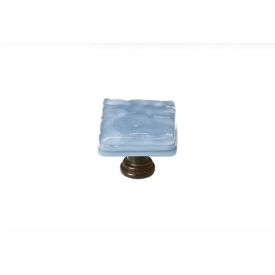 Glacier 1 1/4" Powder Blue Square Glass Decorative Hardware Knob