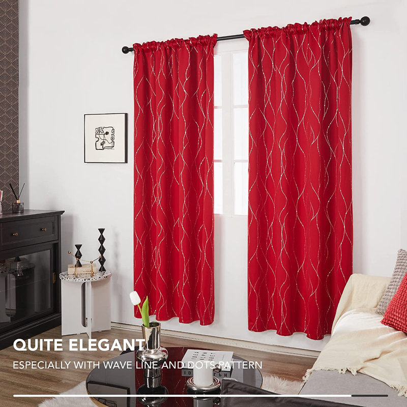 Rideau en polyester Flurin, Rouge, L 52 po x L 63 po