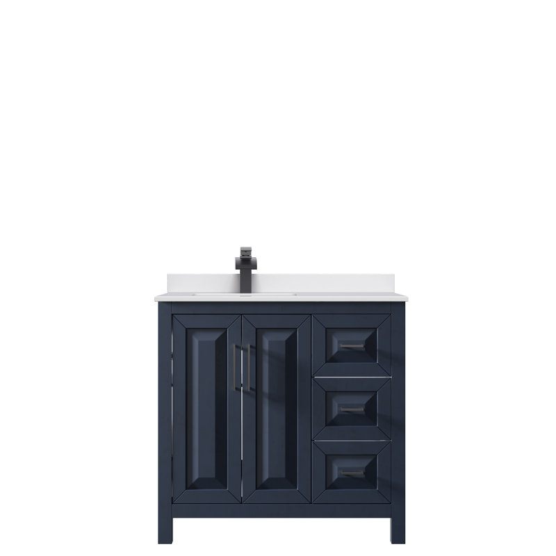 Daria 36'' W Single Vanity, Matte Black, Dark Blue, White Cultured Marble