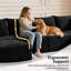 118''Black Corduroy U-Shaped Modular Sectional Sofa,Removable Cloud Couch with Chaise & Ottoman-133679834