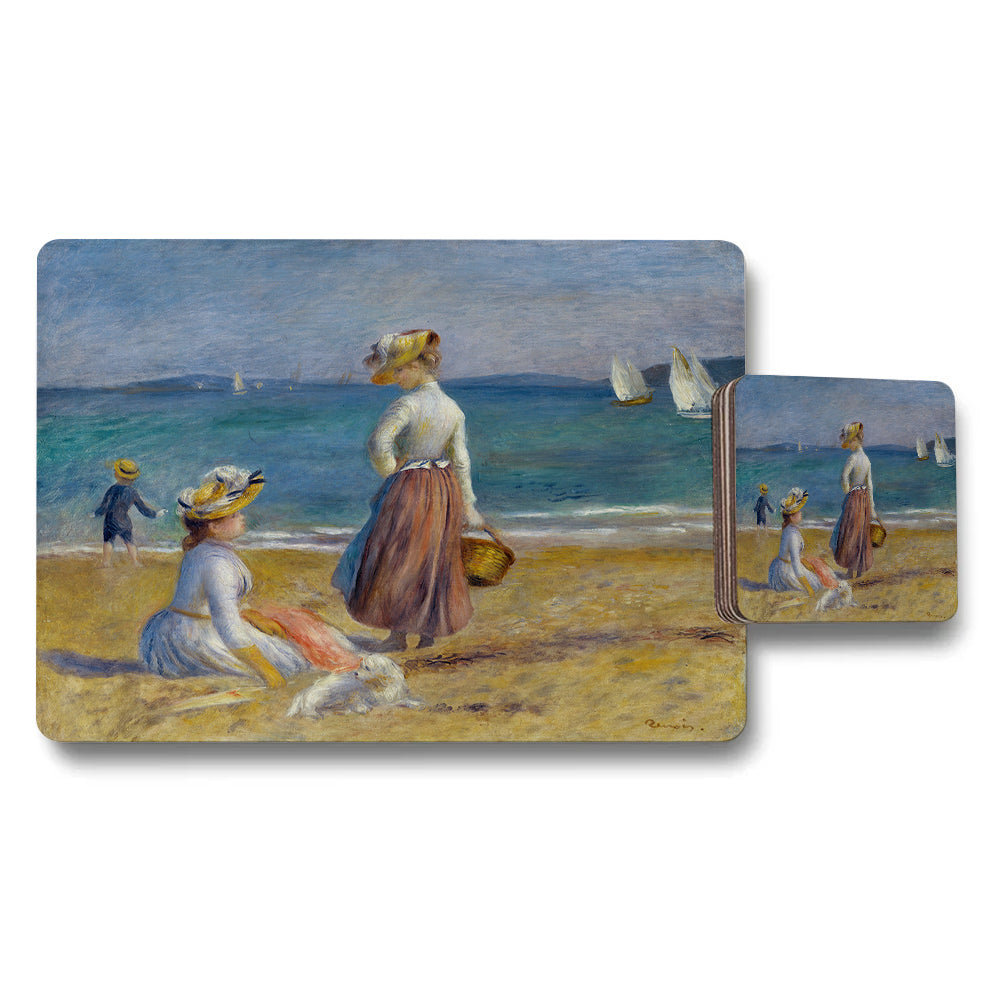 Impressionist Beach Scene Placemat and Coaster Set by Renoir