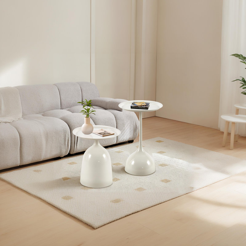 Table d'appoint en métal à assemblage rapide, Blanc