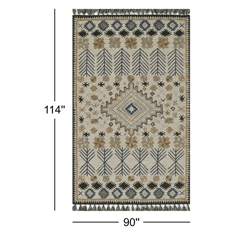 Tahoe Hand Tufted Wool Geometric Area Rug, Rectangle 7'6" x 9'6"