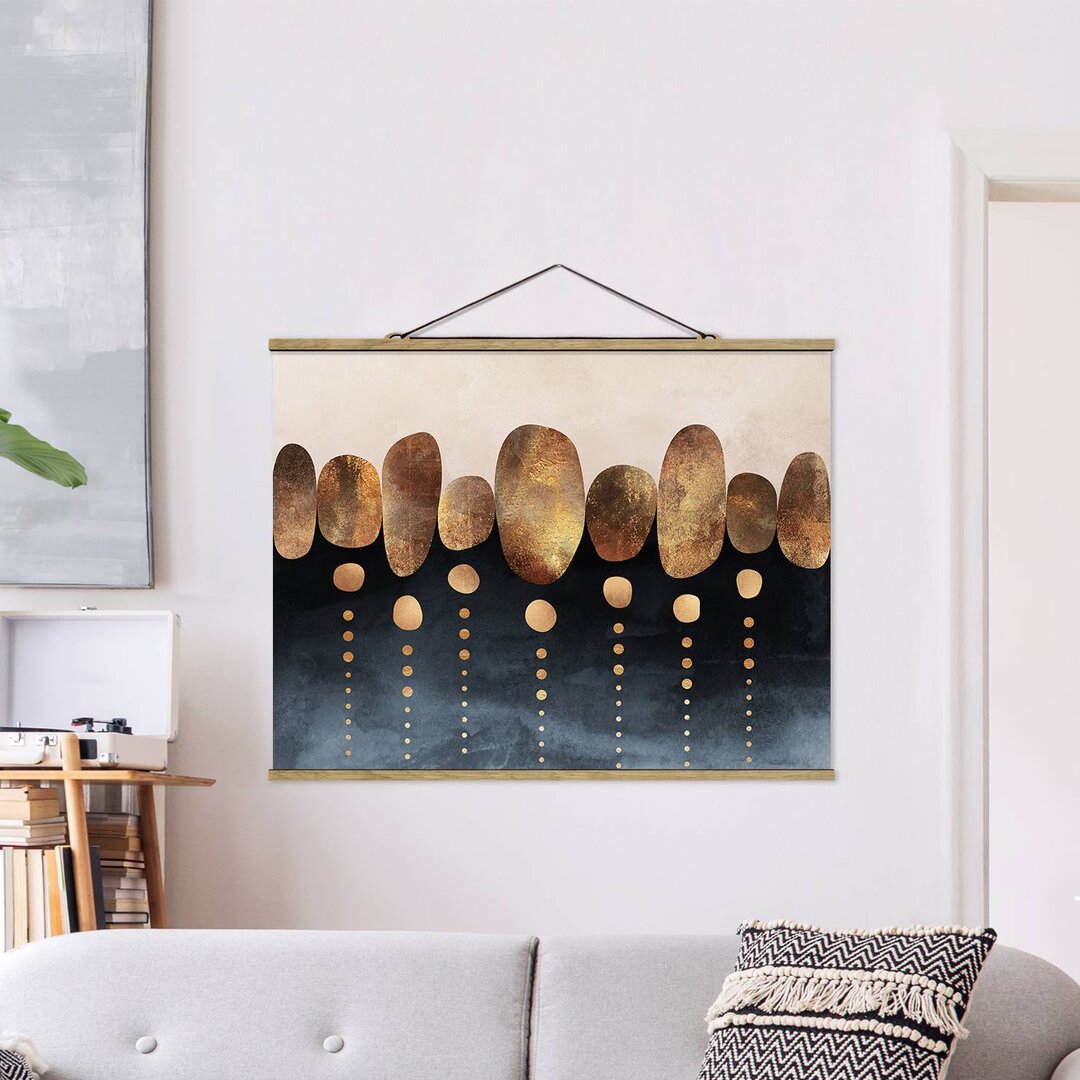 Stoffbild Abstract Golden Stones von Elisabeth Fredriksson