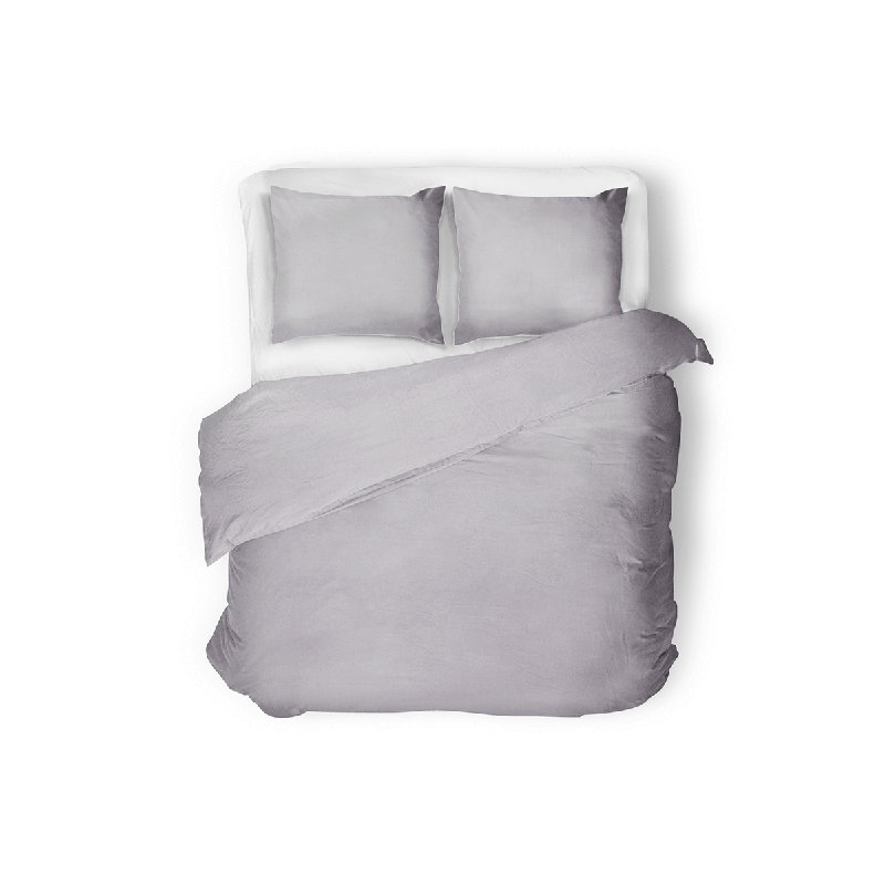 Solidi Duvet Cover Set, Grey, 160 x 200 cm - 2 Pillowcases (70 x 80 cm)