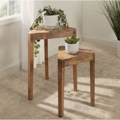 Tables gigognes en bois massif (ensemble de 2)