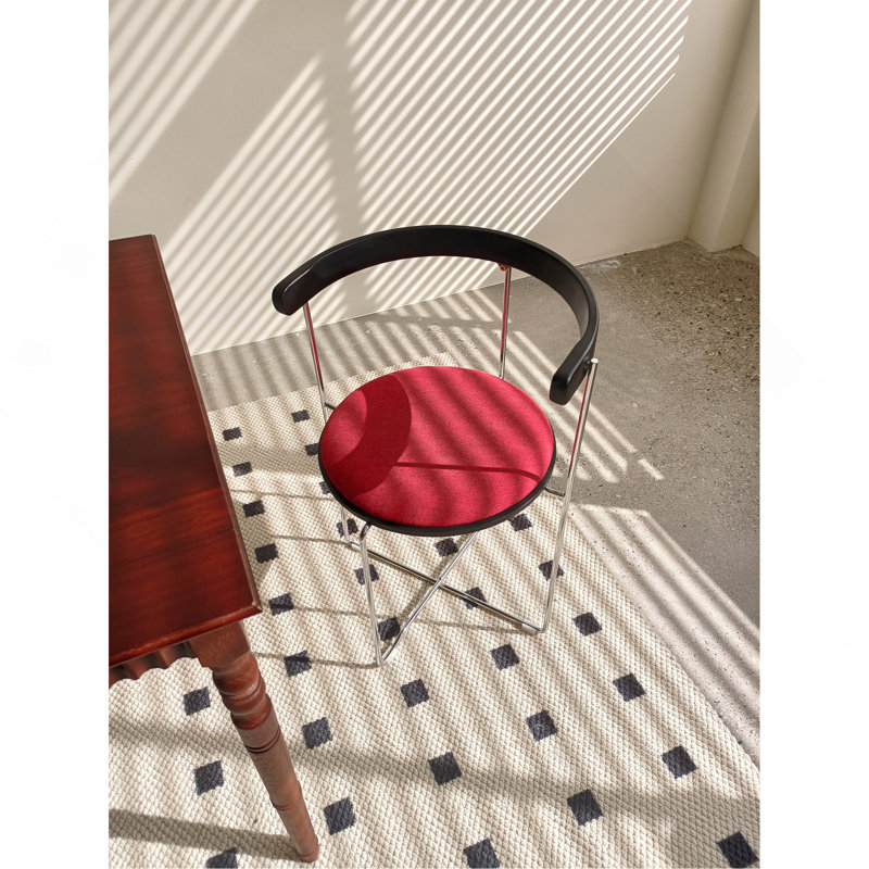 Chaise pliante au design moderne, structure en chrome avec dossier en bois, rembourrée pour les chaises de cuisine du salon, 1 pièce (rouge - 1 pièce)