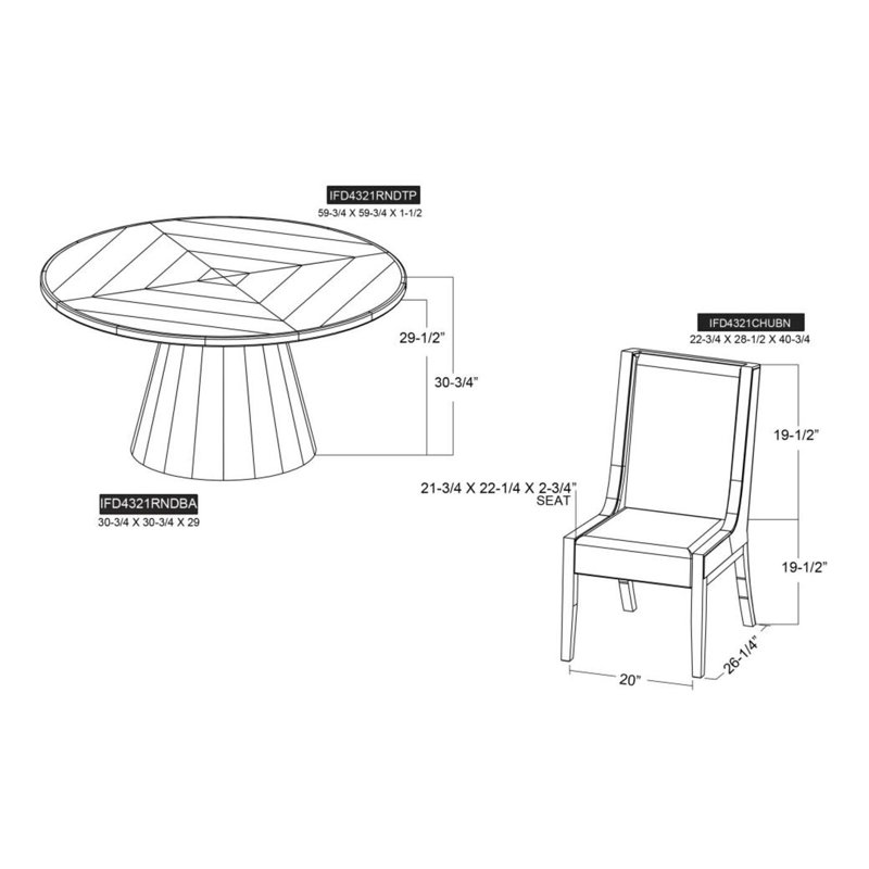 Ensemble de salle à manger Balam 7 pièces – Table ronde avec 6 chaises
