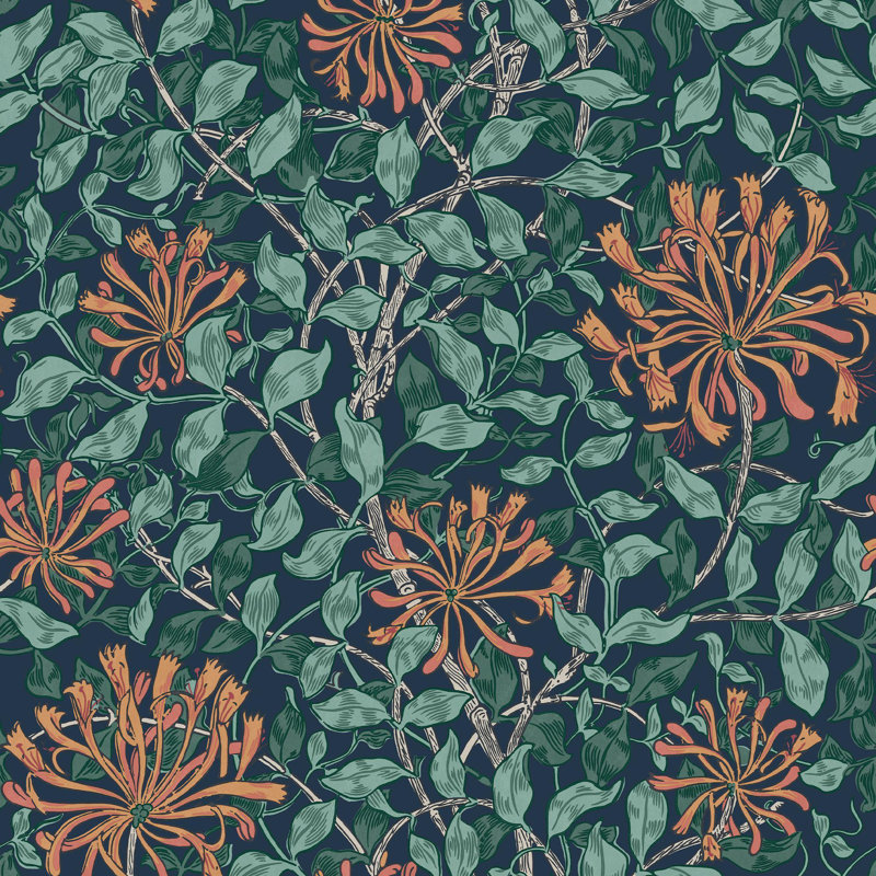 William Morris at Home 10m x 52cm Texture Matte Wallpaper Roll, Dark Blue