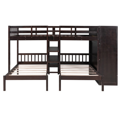 Kazoua -Over-- Bunk Bed With Shelveswardrobe And Mirror