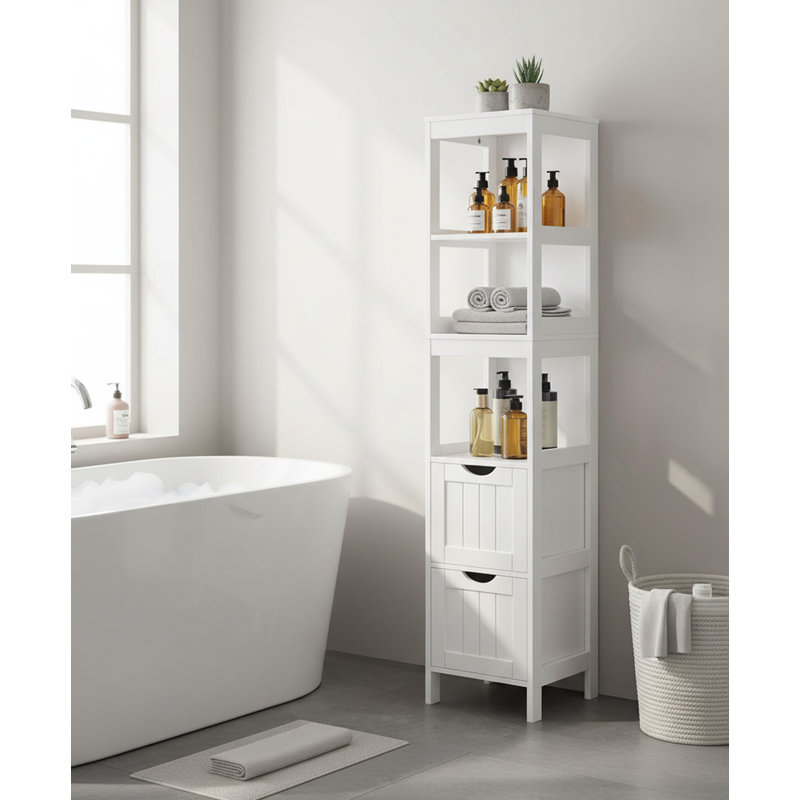 Engineered Wood Bathroom Cabinet, White