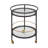 Modern Round Bar Cart with Two Tempered Glass Shelves and Gold Accent Frame