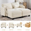 Canapé d'angle à compression, canapé modulaire en chenille beige, intérieur moderne avec 2 poufs