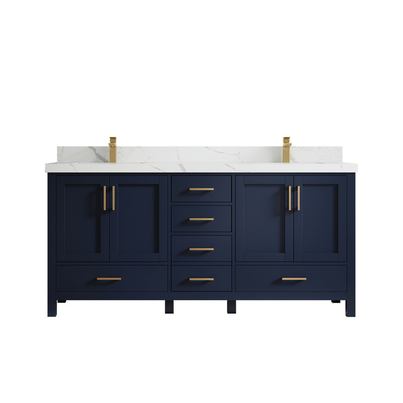 Ensemble de meuble-lavabo double 72 po Malibu, Calacatta Laza