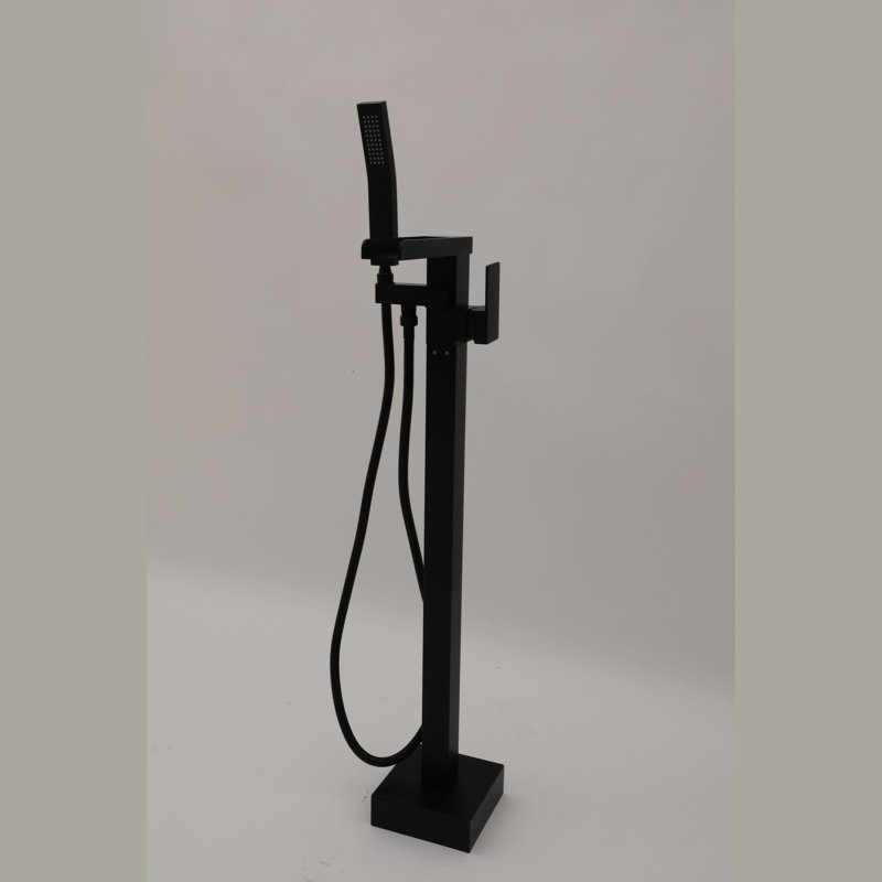 Floor Waterfall Faucet with Diverter, Matte Black