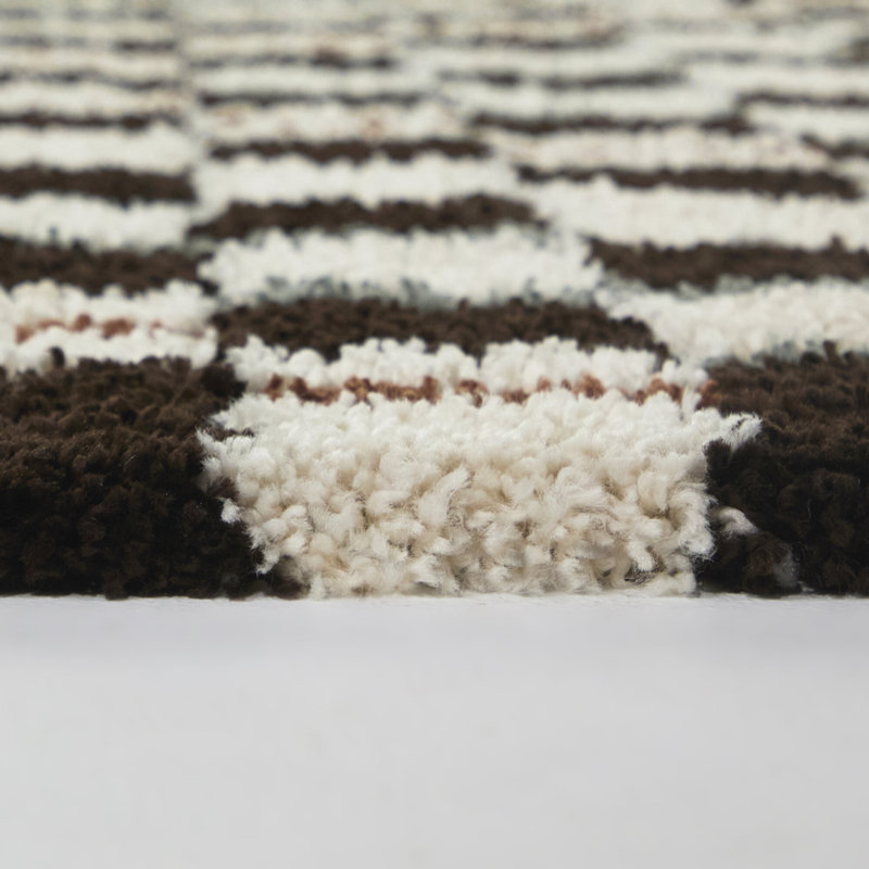 Kraus Brown Modern Checkered Area Rug, Rectangle 5 pi 3 po x 6 pi 11,9 po