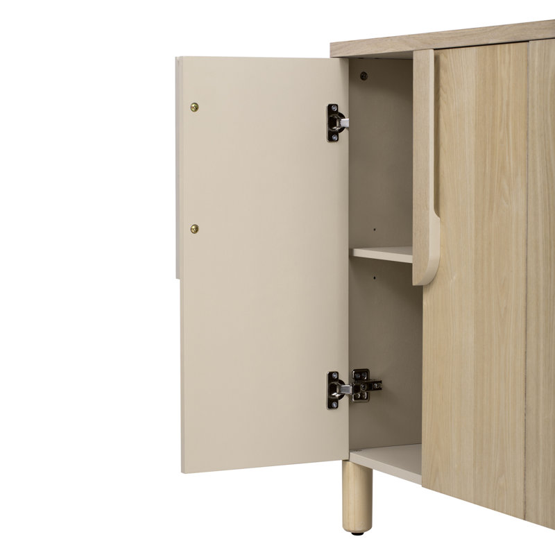Tiko Wooden Sideboard with 4 Doors & Adjustable Shelves, Natural